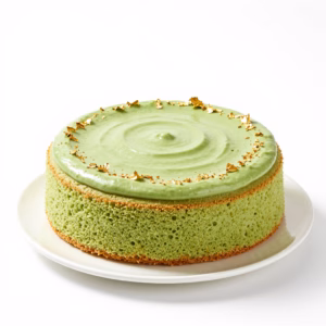 Handcrafted Matcha Green Tea Sponge Cake with Whipped Cream and Fresh Berries