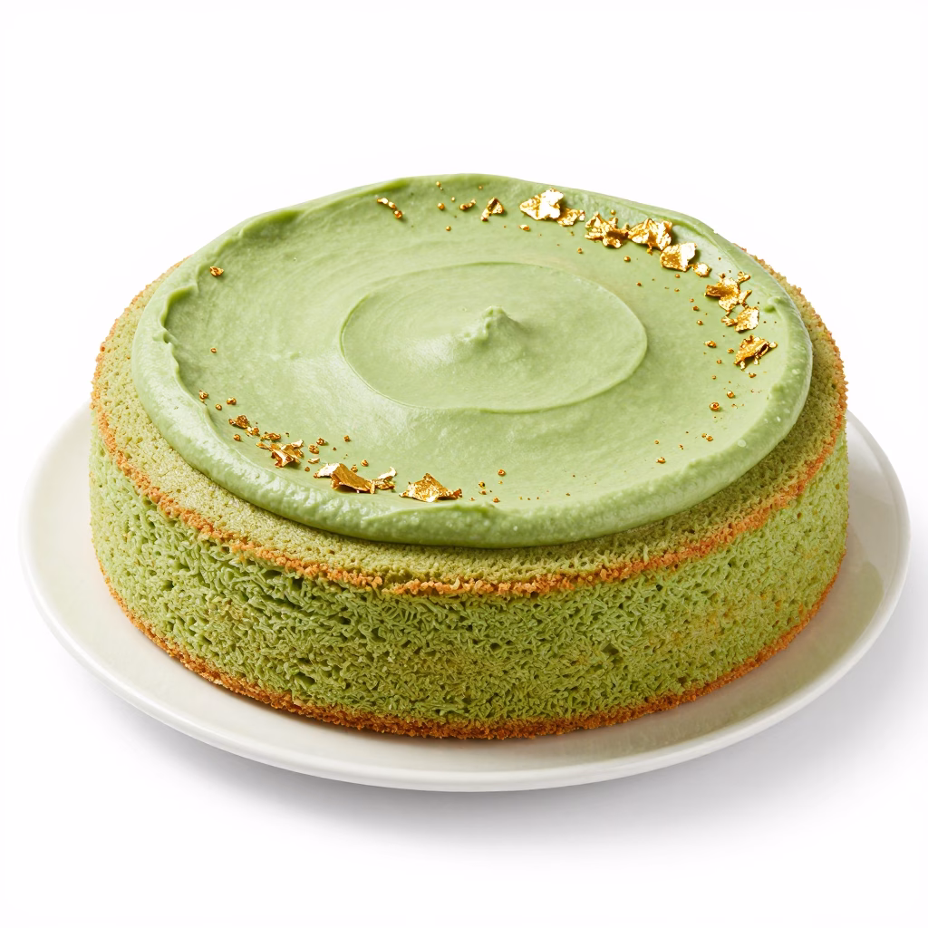 Handcrafted Matcha Green Tea Sponge Cake with Whipped Cream and Fresh Berries - Image 2
